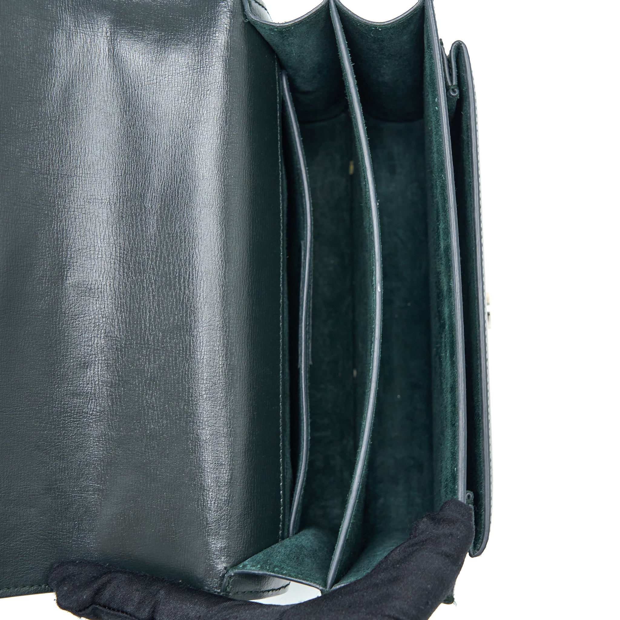 Saint Laurent Sunset Chain Bag Calfskin Dark Green SHW - Image 6