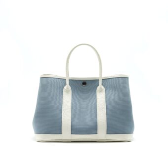 HERMES Garden Party 30 White/Blue Jean SHW Stamp R in Square