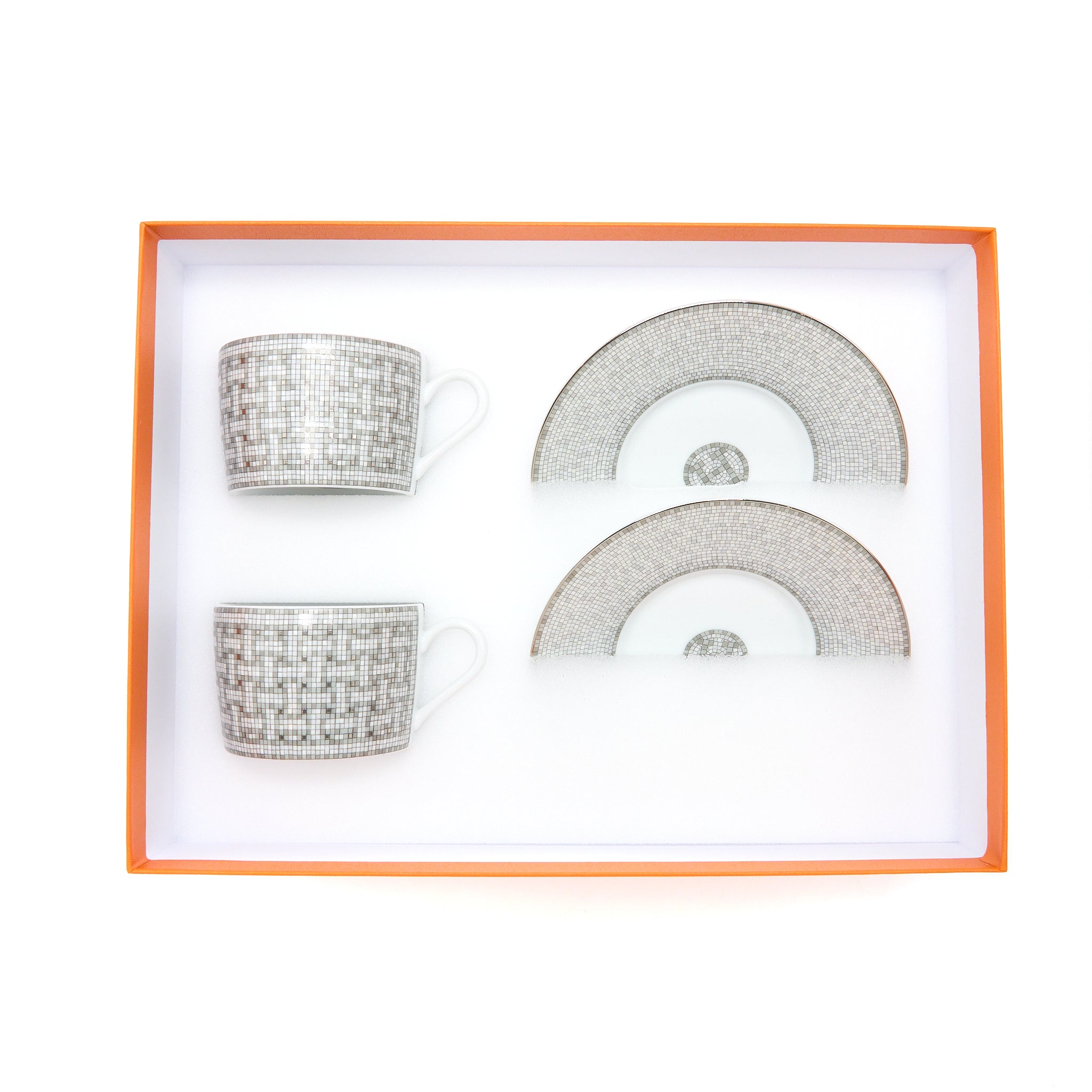 Hermes Mosaique Au 24 Platinum Tea Cup and Saucer - Image 2