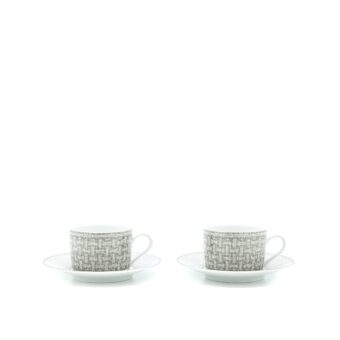 Hermes Mosaique Au 24 Platinum Tea Cup and Saucer