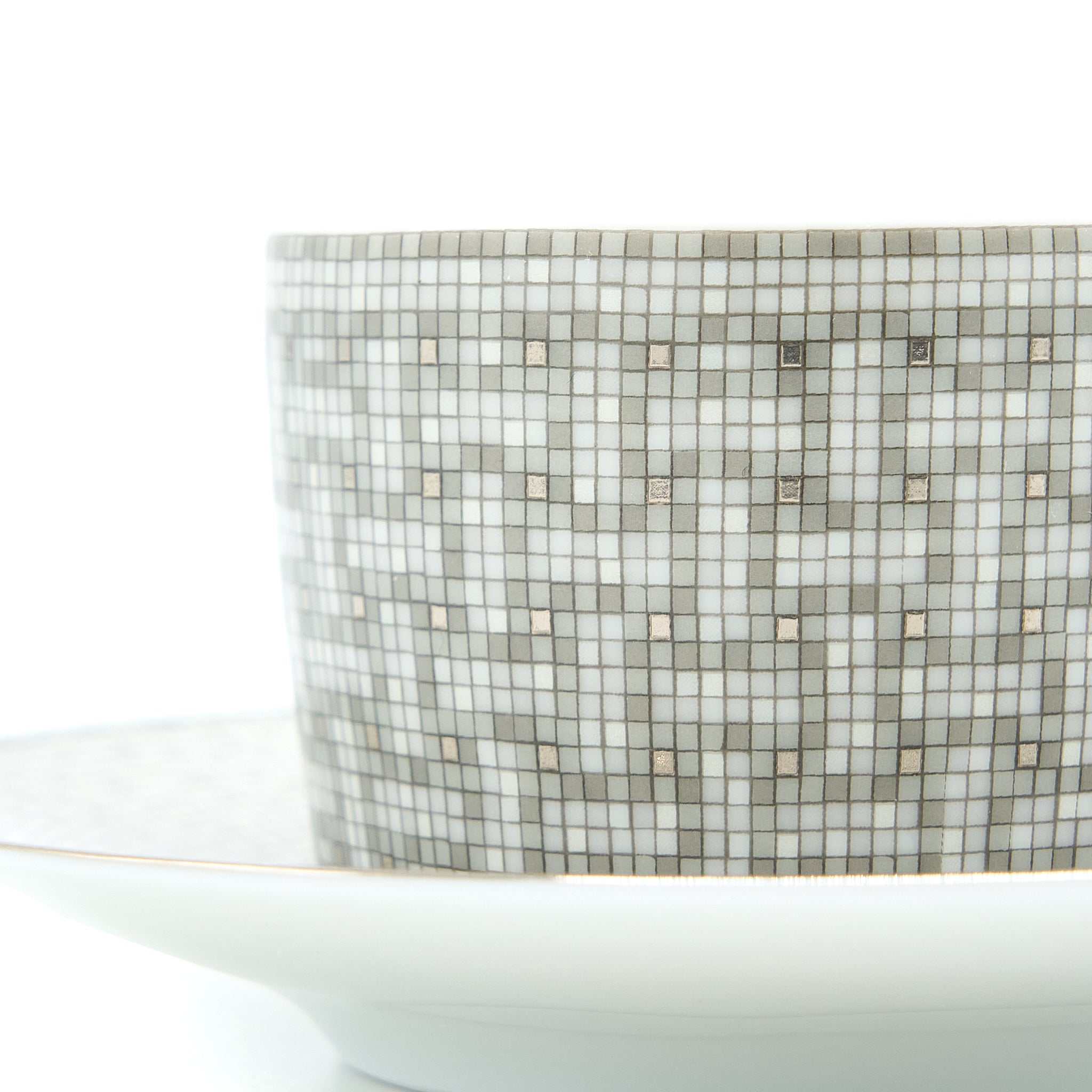 Hermes Mosaique Au 24 Platinum Tea Cup and Saucer - Image 3