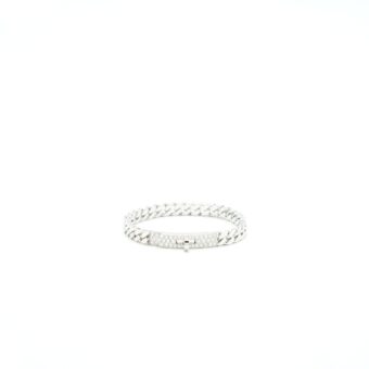 Hermes Size ST Kelly Gourmette Bracelet White Gold With Diamonds