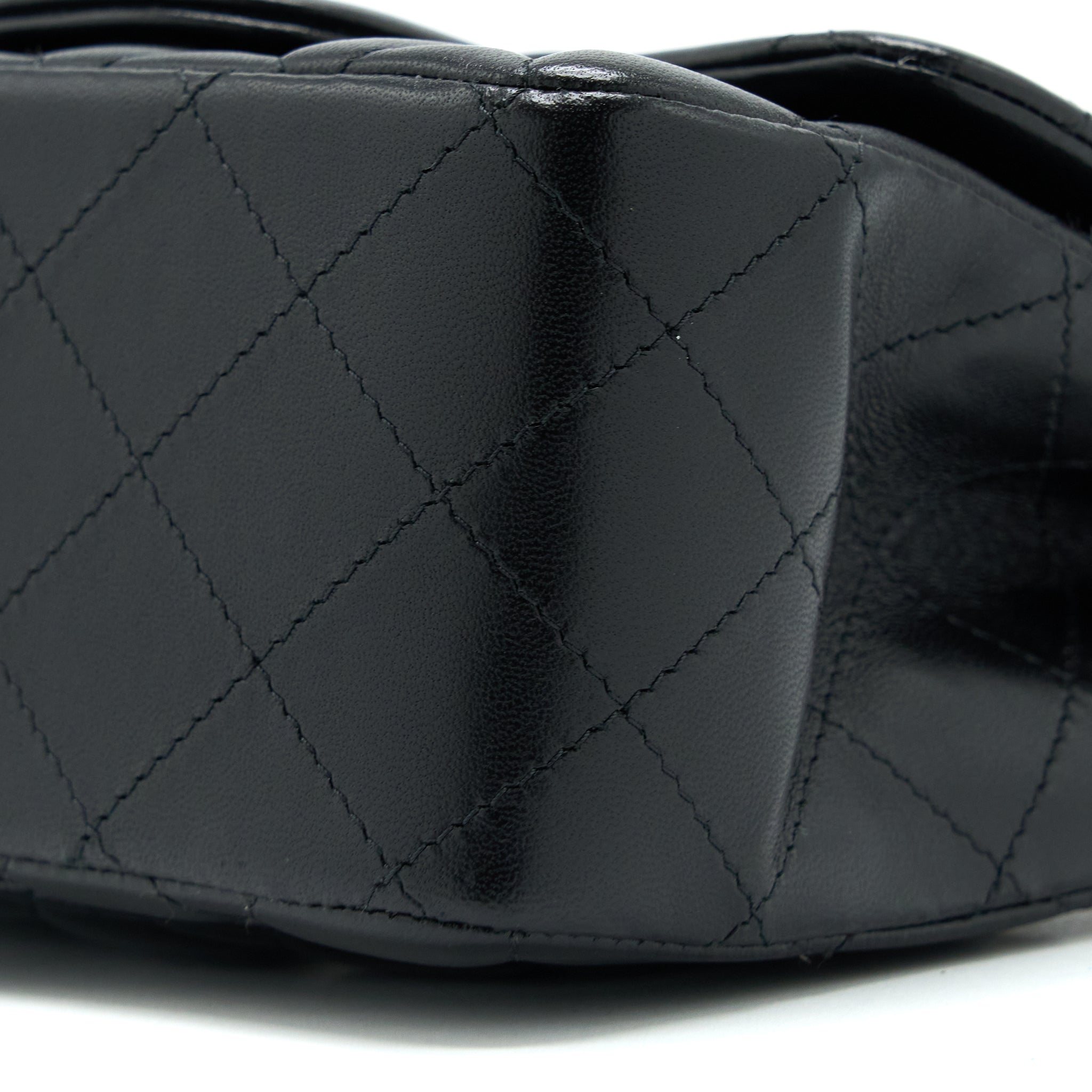Chanel Mini Square Flap Bag Lambskin Black LGHW (Microchip) - Image 9