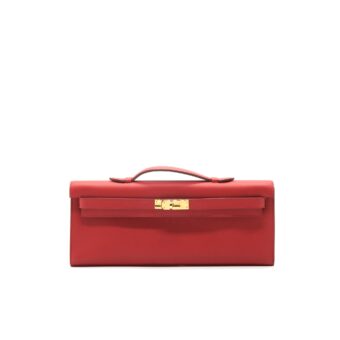 HERMES KELLY CUT BAG SWIFT LEATHER ROUGE TOMATE GHW STAMP T