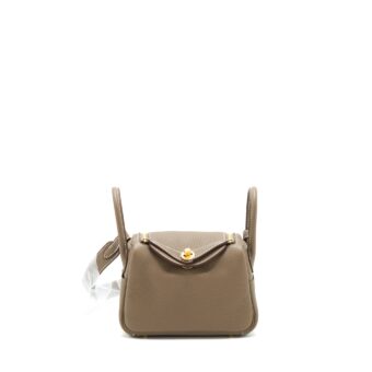 Hermes Mini Lindy Clemence Etoupe GHW stamp Z