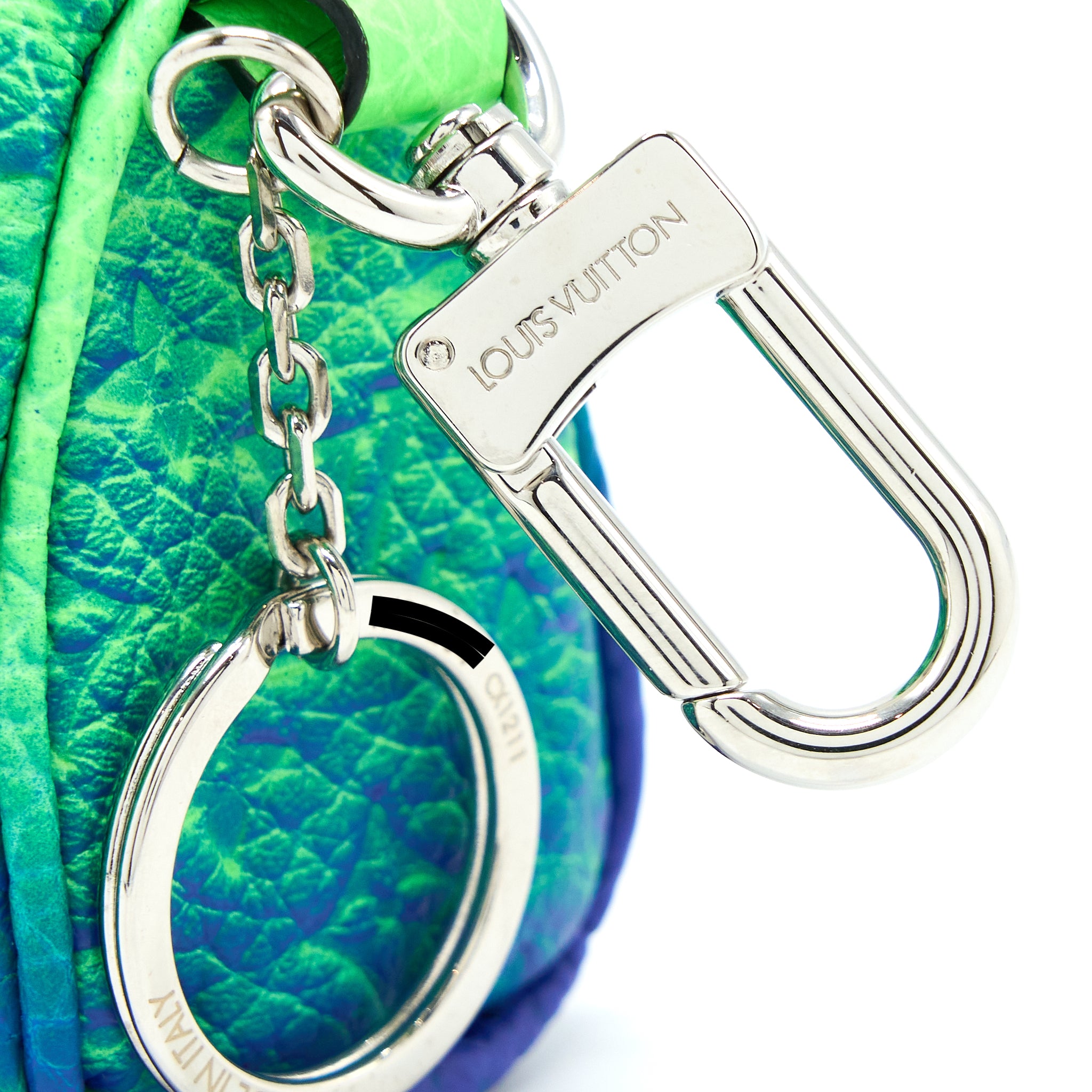 Louis Vuitton Mini Keepall Earphones Pouch Taurillon Illusion Green/Blue SHW - Image 4