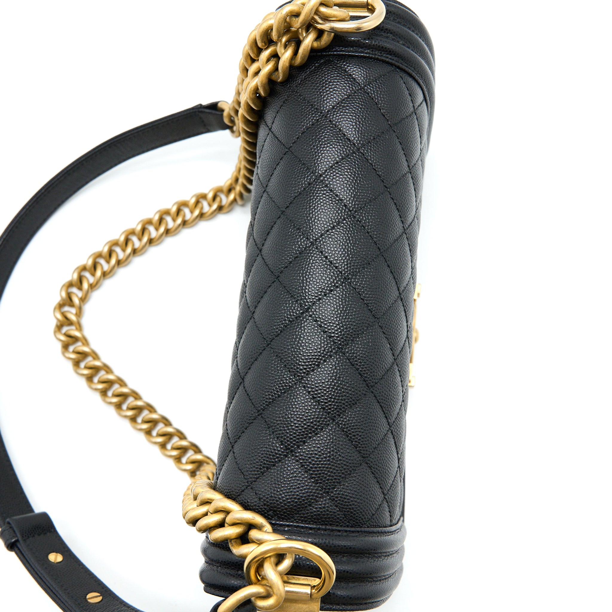 Chanel Medium Boy Bag Caviar Black Brushed GHW - Image 10