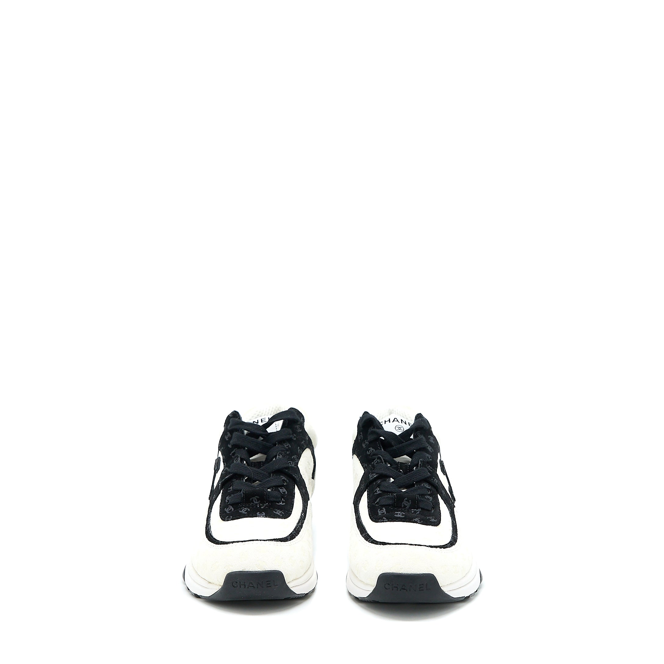 Chanel Size 38.5 22A Trainers Printed Suede Calfskin Black/White - Image 2