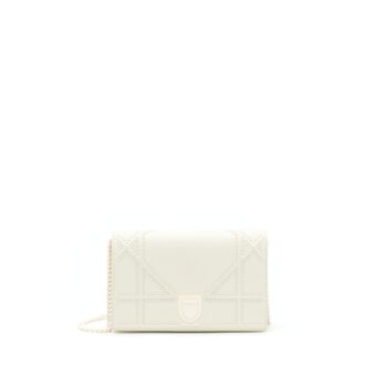 Dior Diorama Wallet On Chain White With White Hardware