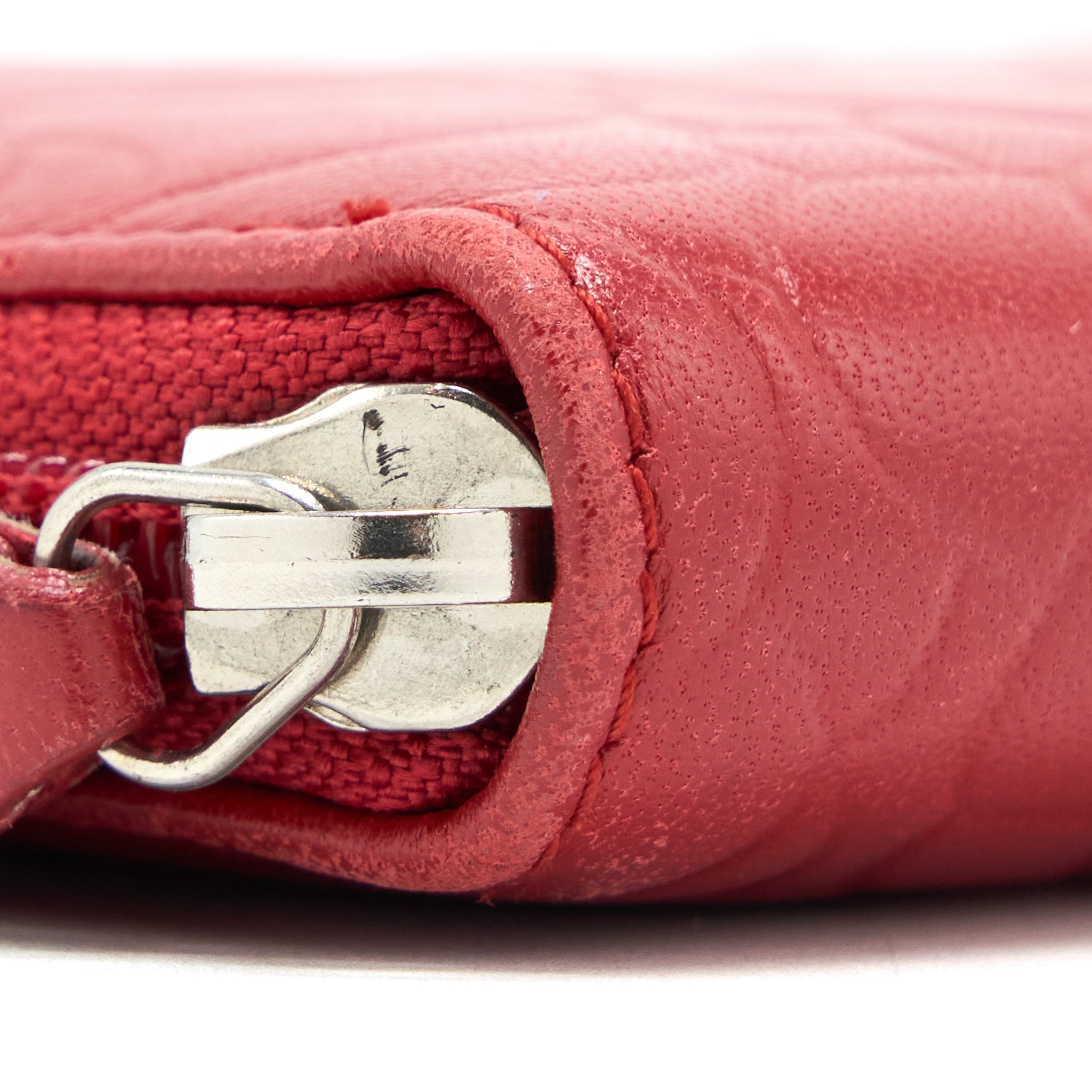 Chanel Camellia Long Wallet Lambskin Red SHW - Image 5