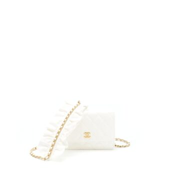 Chanel Ruffles Mini Wallet On Chains White GHW
