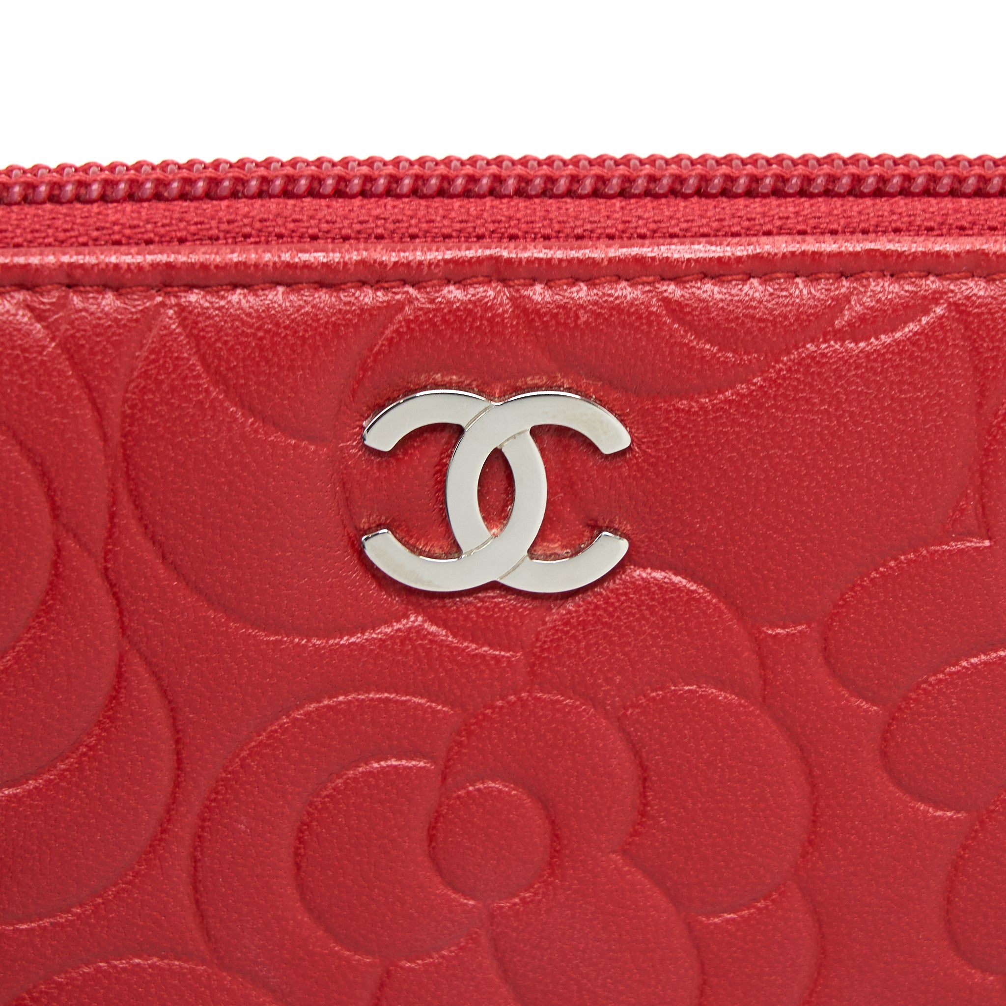 Chanel Camellia Long Wallet Lambskin Red SHW - Image 4