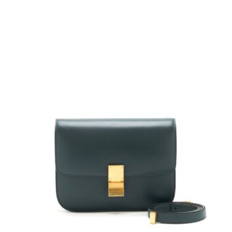 Celine Medium classic Box Bag Dark Green GHW