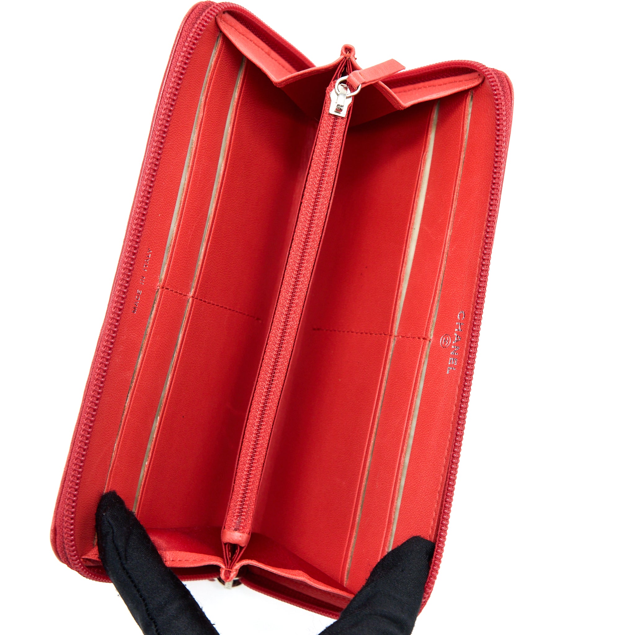 Chanel Camellia Long Wallet Lambskin Red SHW - Image 3
