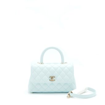 Chanel 21K Baby Blue Coco Handle Small (Old Mini) 24cm LGHW (microchip)