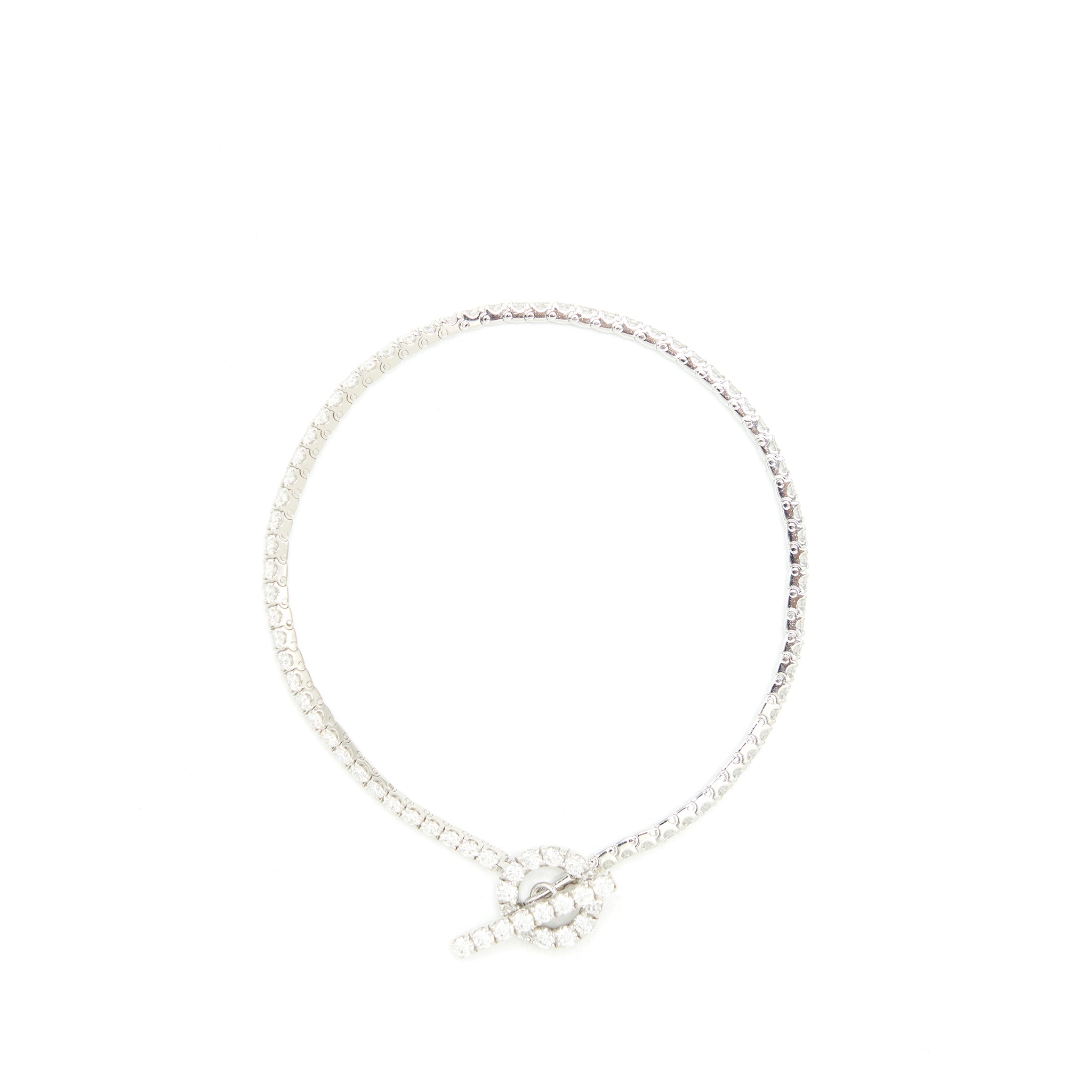 Hermes Size ST 18K White Gold Dimond Finesse Link Bracelet