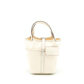 Hermes Picotin Cargo 18 Swift/Toile Canvas Ecru Nata SHW Stamp Z