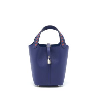 Hermes Picotin 18 Lock Bag Epsom Bleu Encre/ Brique/ Noir SHW Stamp Y