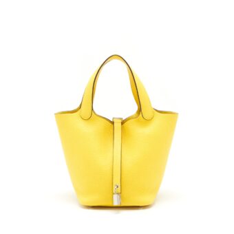 Hermes Picotin 18 Lock Bag Clemence Jaune De Naples SHW Stamp D