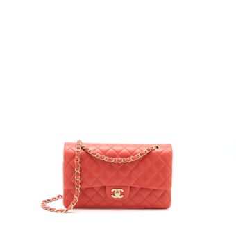 Chanel Medium Classic Double Flap Bag Lambskin Coral Brushed GHW
