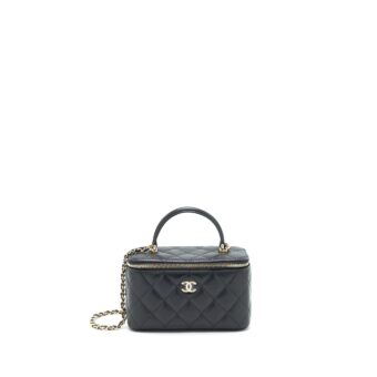 Chanel 21K top handle rectangular Vanity with chain Black LGHW