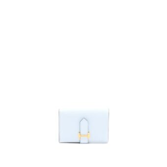 Hermes Bearn Card Holder Mysore Goatskin Blue Brume GHW Stamp U