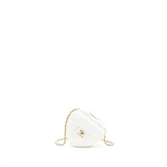 Chanel Small Heart Bag Lambskin White LGHW
