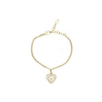 Chanel Heart Pearl Bracelet With CC logo Crystal Light Gold Tone