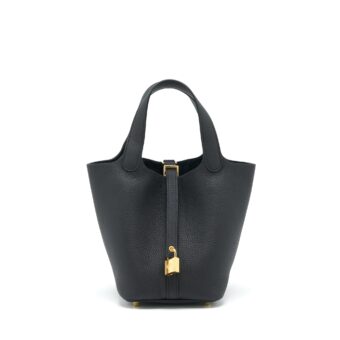 Hermes Picotin 18 Clemence Black GHW Stamp Z