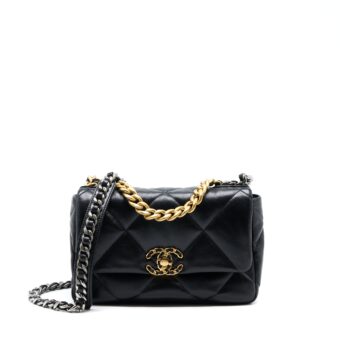 Chanel Small 19 Bag Lambskin Black Multicolour Hardware (Microchip)