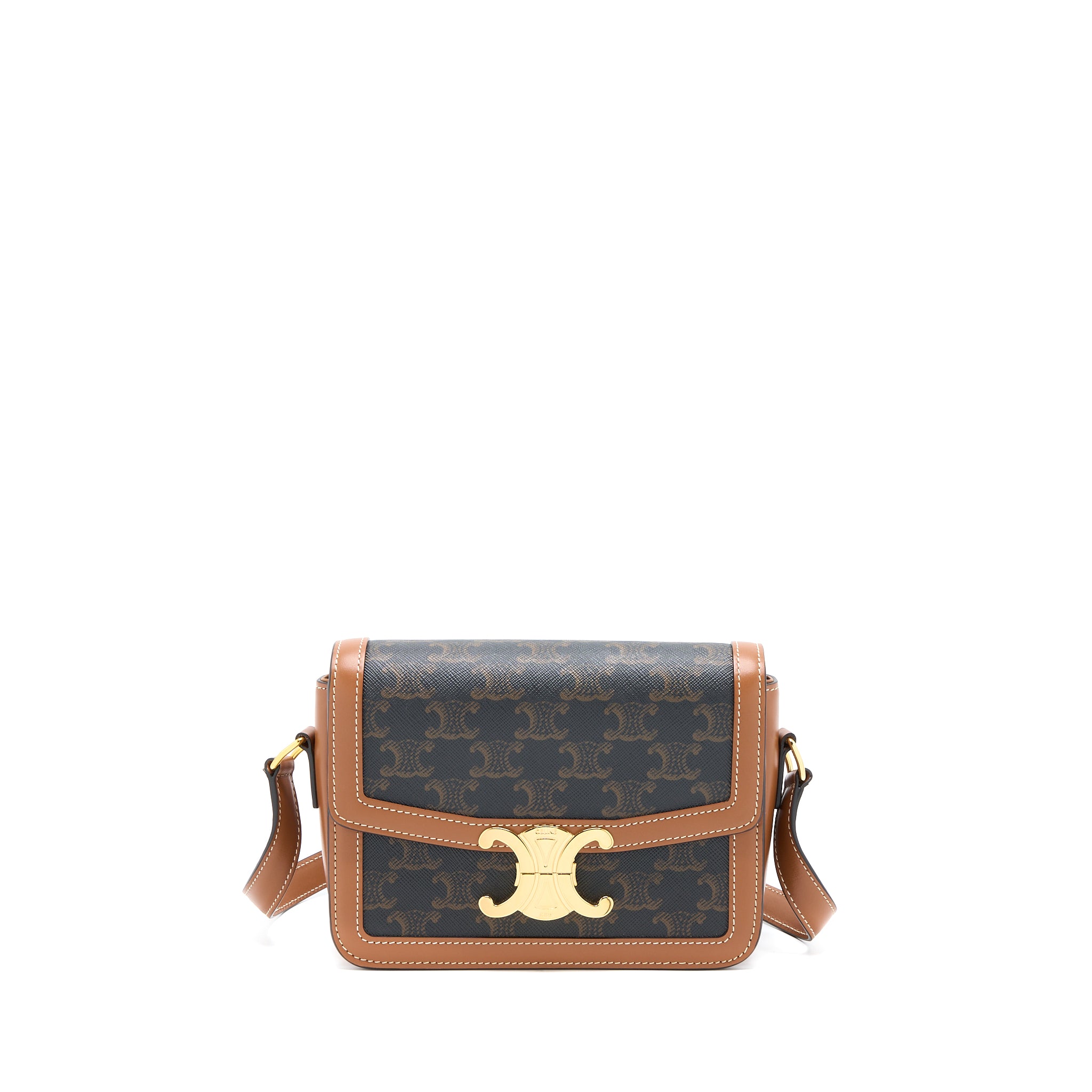 Celine Teen Triomphe Bag In Triomphe Canvas And Calfskin GHW
