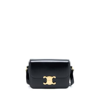 Celine Teen Triomphe Bag In Shiny Calfskin Black GHW