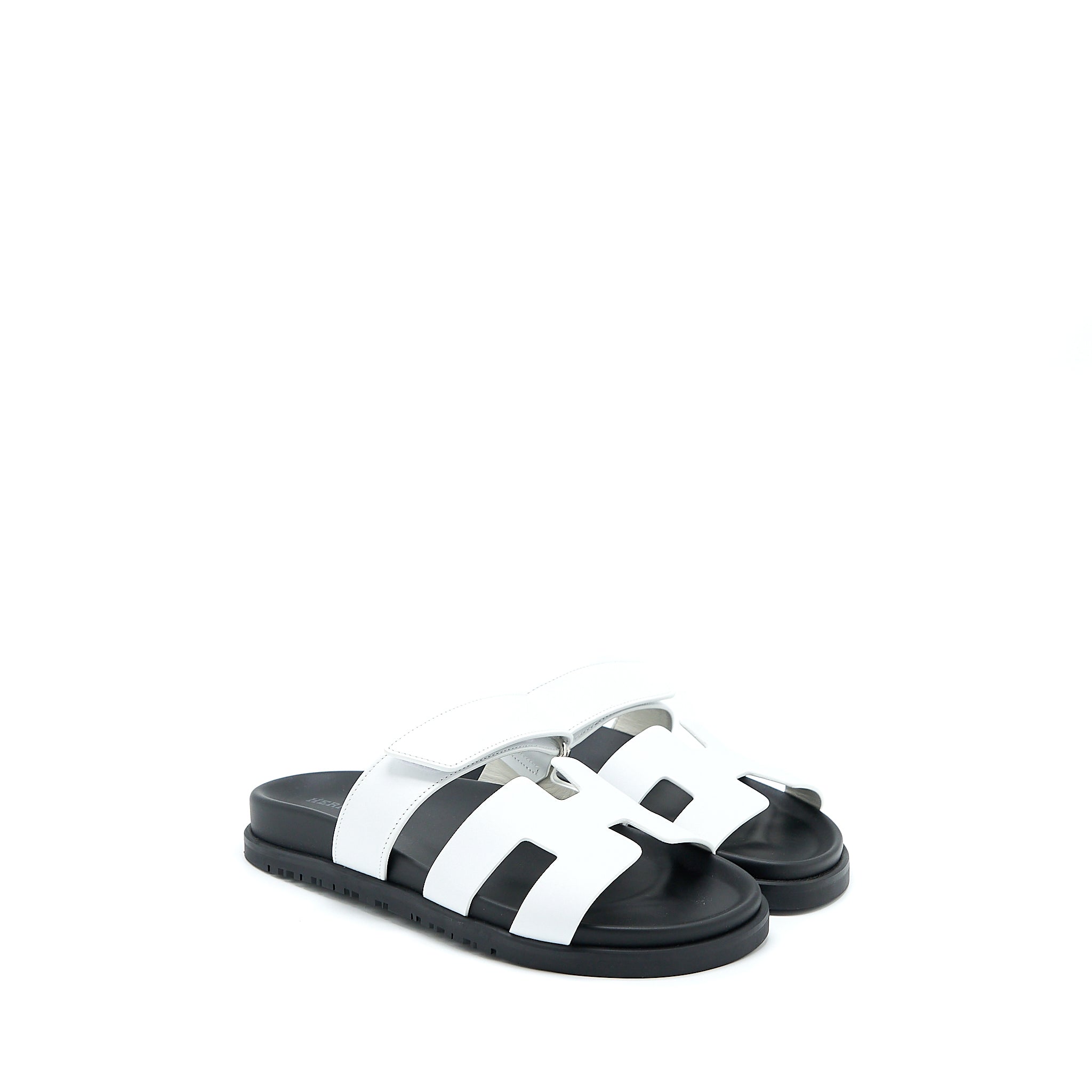 Hermes Size 36 Chypre Sandal Calfskin White/Black