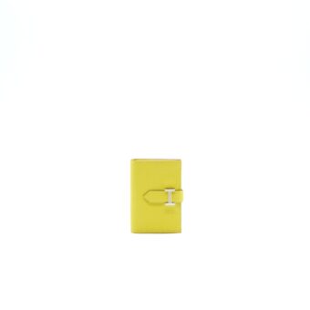 Hermes Bearn Card Holder 9R Lime with SHW Chevre Mysore Leather