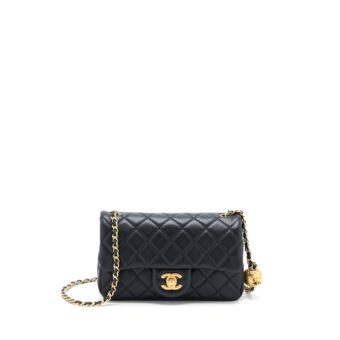 Chanel Pearl Crush Mini Rectangular Flap Bag Lambskin Black GHW (Microchip)