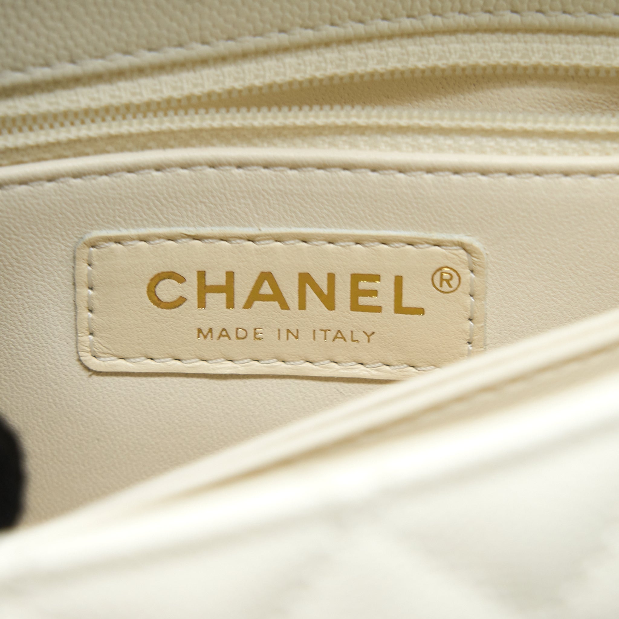 Chanel Small Coco Handle Caviar White LGHW (Microchip) - Image 12