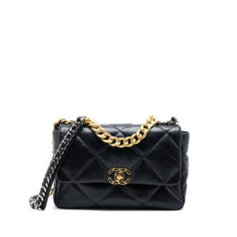 Chanel Medium 19 Bag Goatskin Black Multicolour Hardware