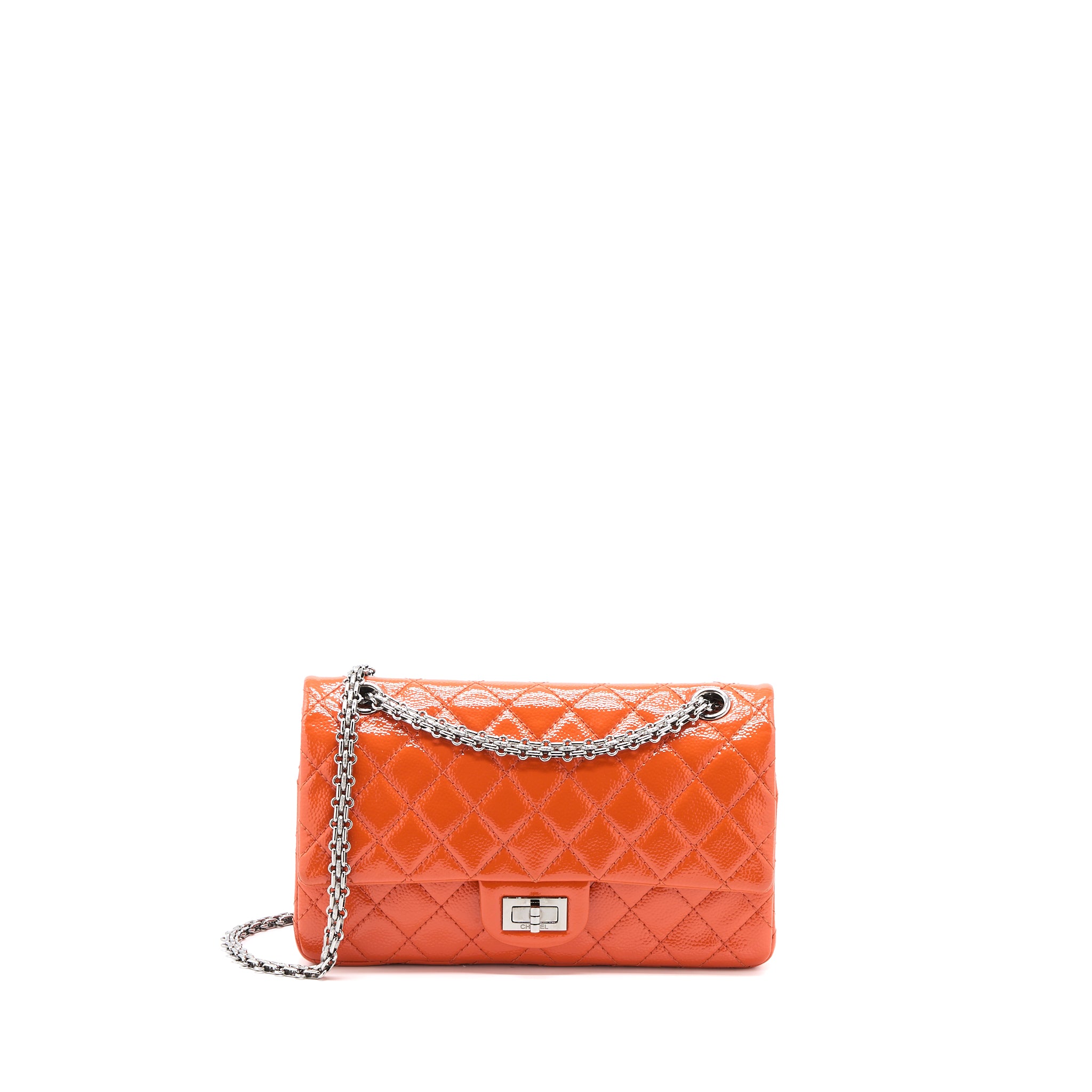 Chanel Small 2.55 Reissue Flap Bag Patent Orange SHW