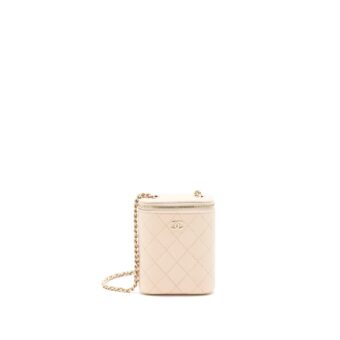 Chanel 22C Light Beige Caviar Vertical Vanity With Chain LGHW