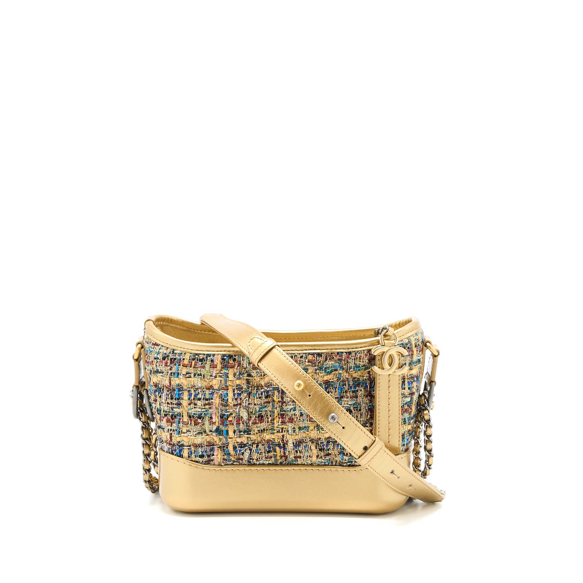 Chanel Small Gabrielle Hobo Bag Tweed Gold/Multicolour
