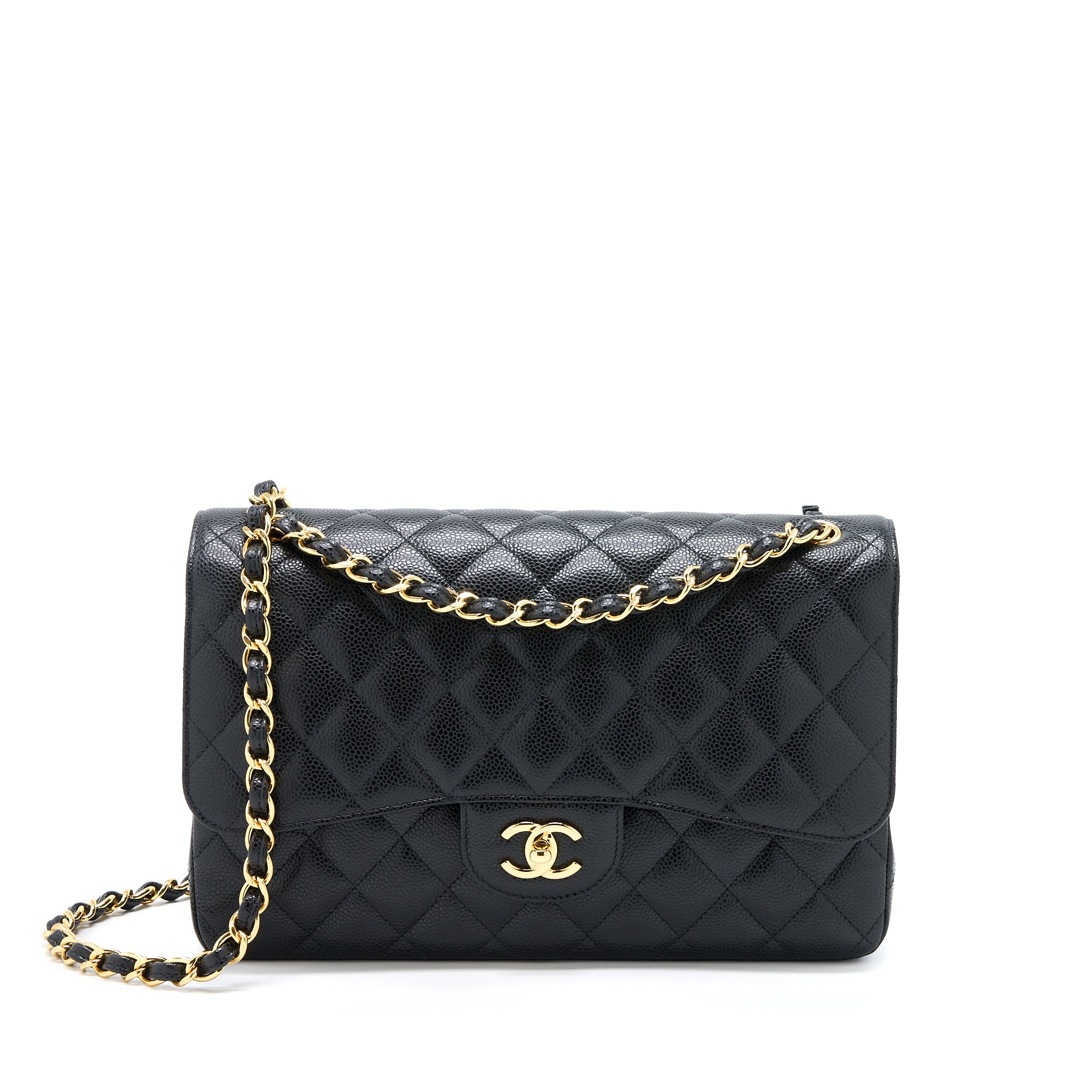 Chanel Classic Jumbo Double Flap Caviar Black GHW (Microchip)