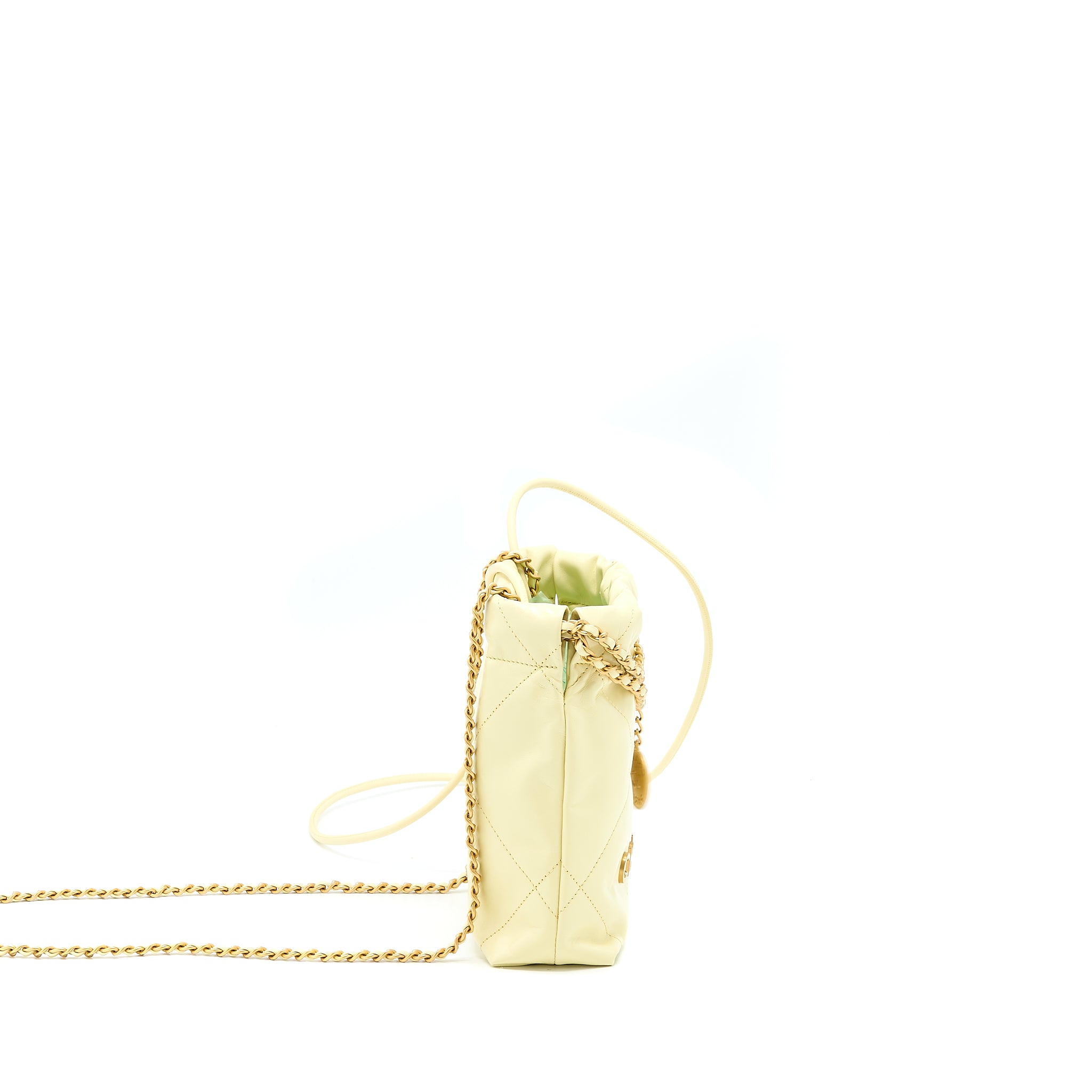 Chanel 23S Mini 22 Bag Shiny Calfskin Light Yellow GHW (Microchip) - Image 3