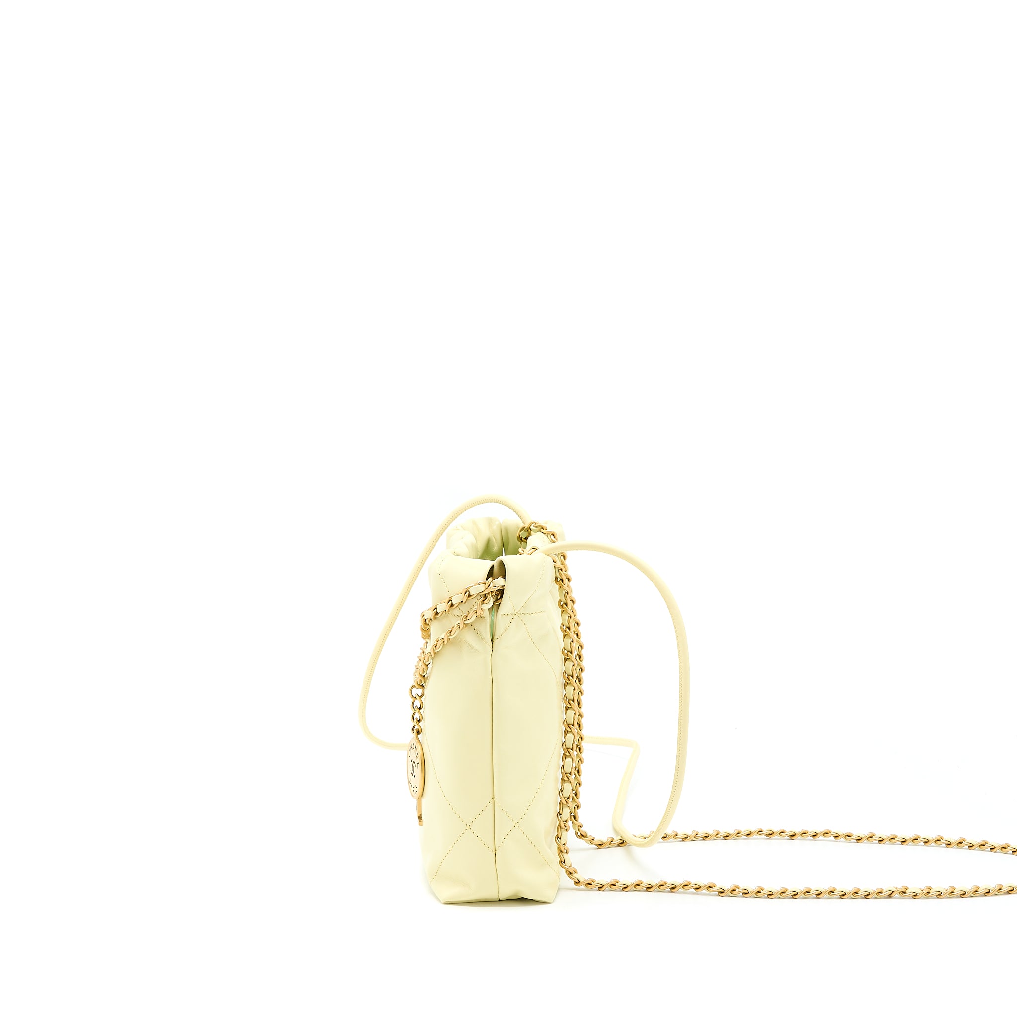Chanel 23S Mini 22 Bag Shiny Calfskin Light Yellow GHW (Microchip) - Image 4