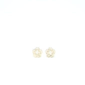 Chanel Camellia Earrings Pearl Light Gold Tone