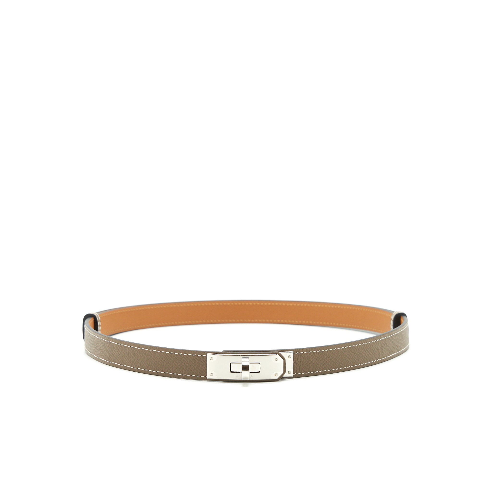 Hermes Kelly 18 Belt Etoupe SHW stamp Y