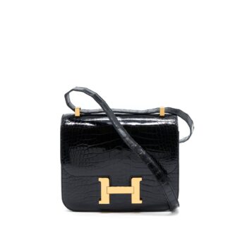 Hermes Constance 24 Shiny Alligator Leather Black GHW Stamp X
