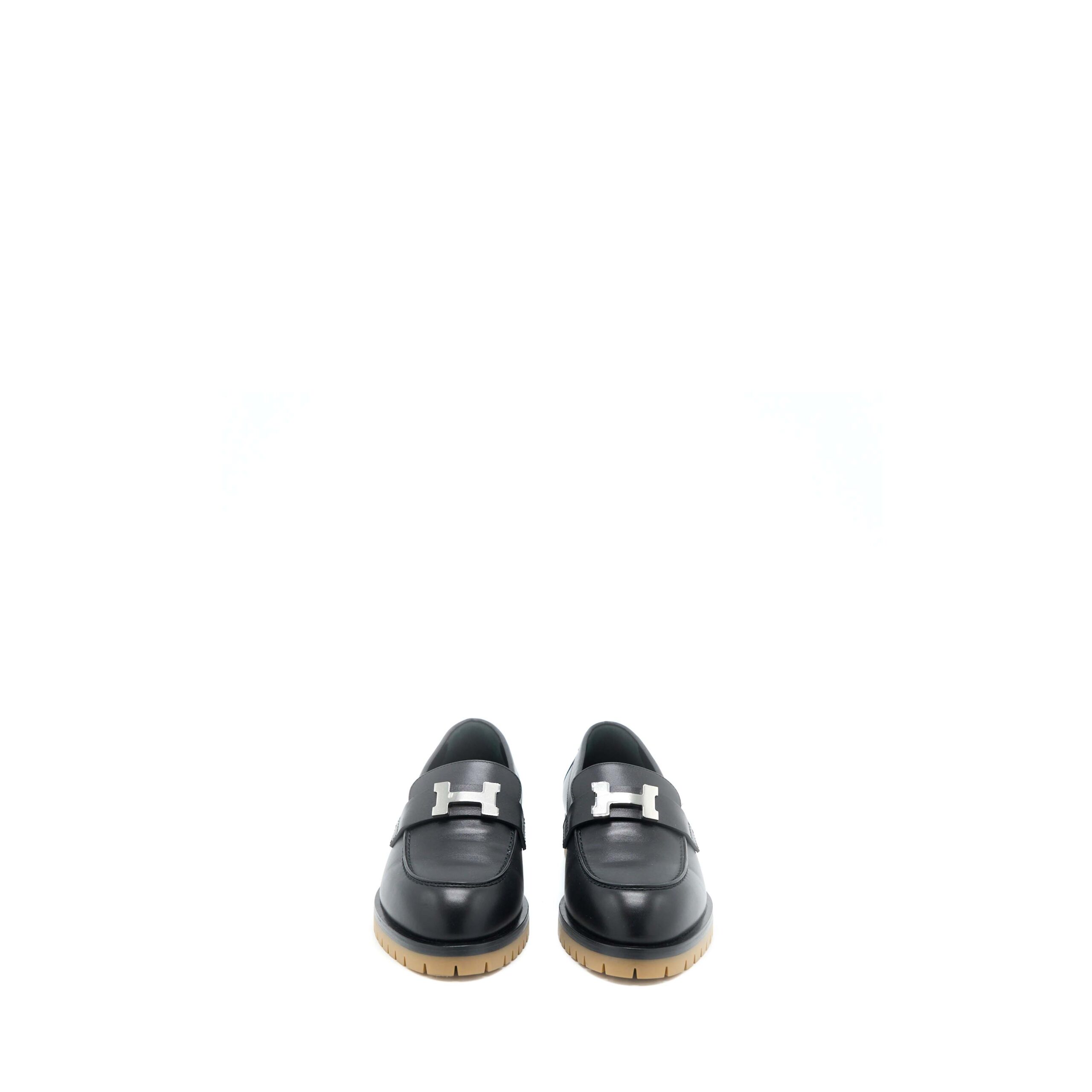 Hermes Size 38 Mocassins Faubourg Calfskin Black SHW - Image 3