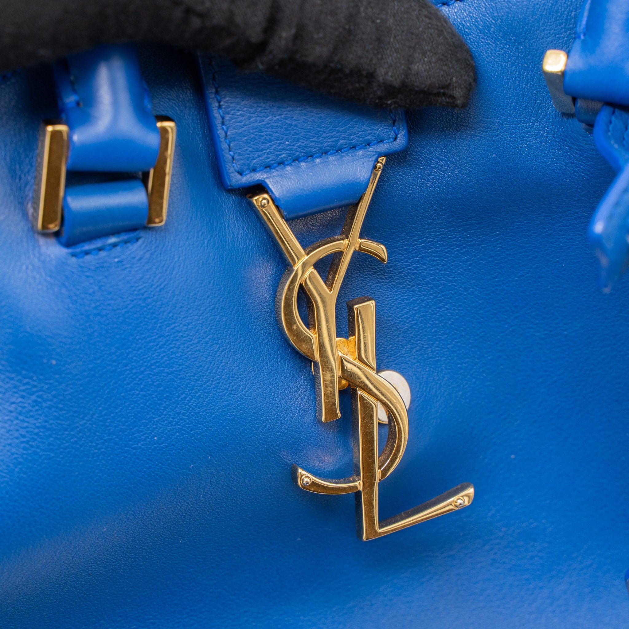 Saint Laurent Cabas Tote Bag Calfskin Blue GHW - Image 7