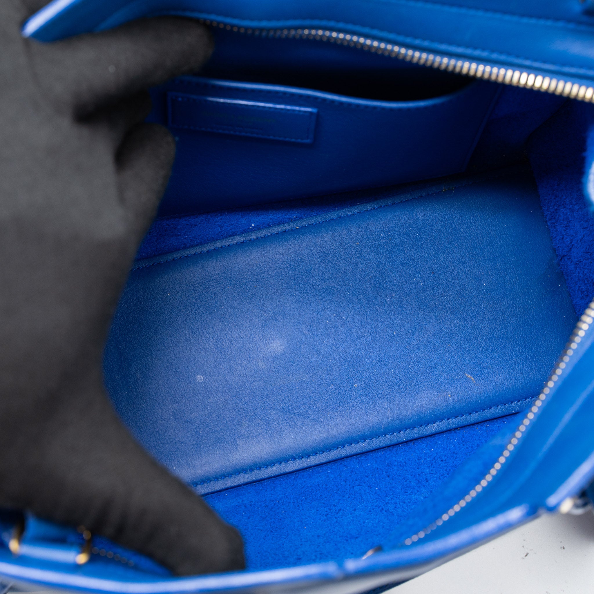 Saint Laurent Cabas Tote Bag Calfskin Blue GHW - Image 6