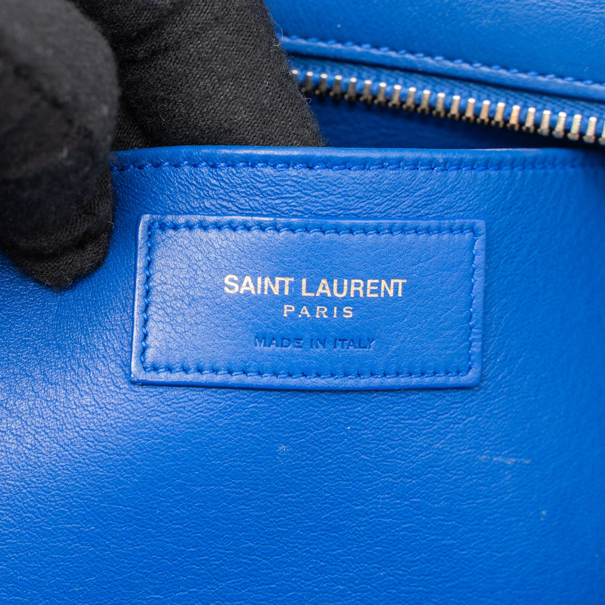 Saint Laurent Cabas Tote Bag Calfskin Blue GHW - Image 13